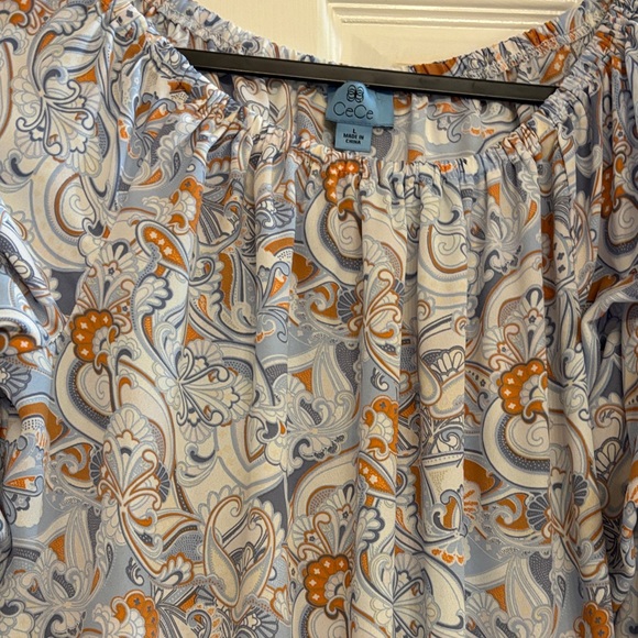CeCe Paisley woman’s Blouse - Light Blue and Orange large - Picture 3 of 7